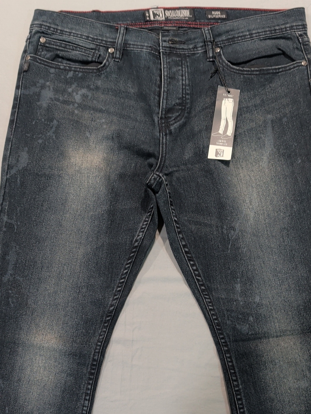 Lip Service x Social Collision Skinny Dirty Indigo Denim Jeans - Size 38x32